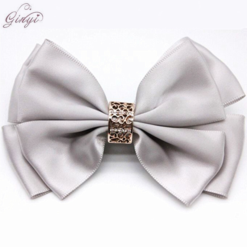 Bulk Satin Ribbon Hair Bow Rhinestone Alligator Clips Hairpins GYHB-5004 