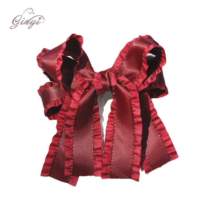 Fashion Custom Ruffle Ribbon Swallow Bows Hair Clips Hairgrips GYHB-5101