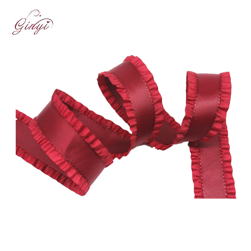 Custom Wrinkle Craft Gift Wrapping Hair Bows Polyester Ruffle Ribbon GYHB-9001